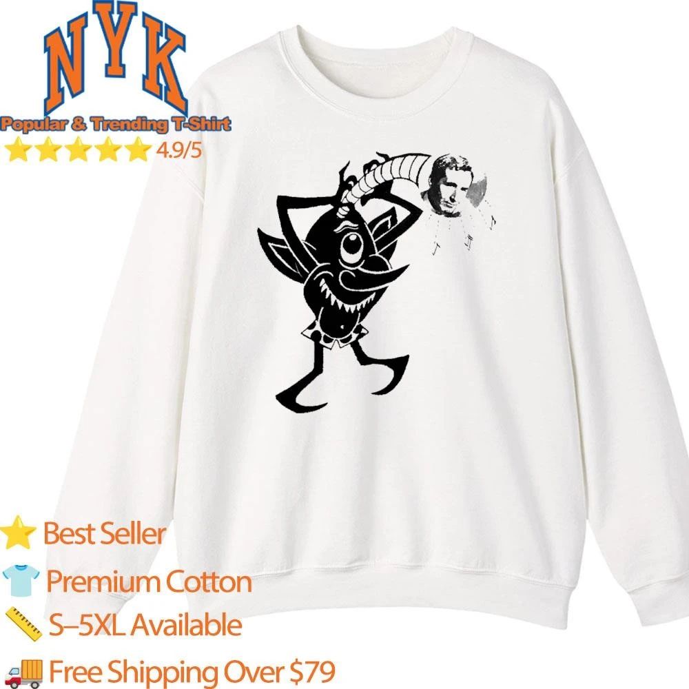 Vintage 1950s Black Imp Goblin Playing Retro Vinyl Record Player Shirt
