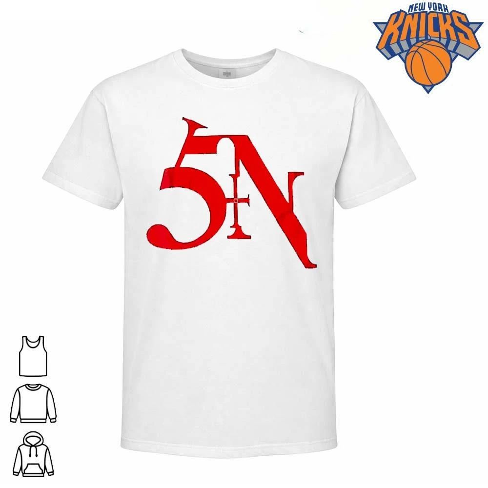 Gothic Red 5N Logo Graphic Tee Streetwear White Shirt