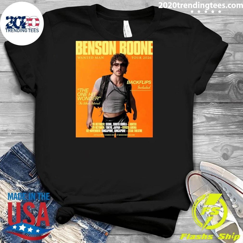 Wanted Man Tour Asia 2026 In October and November Benson Boone For October 26 To November 2, 2026 Shirt