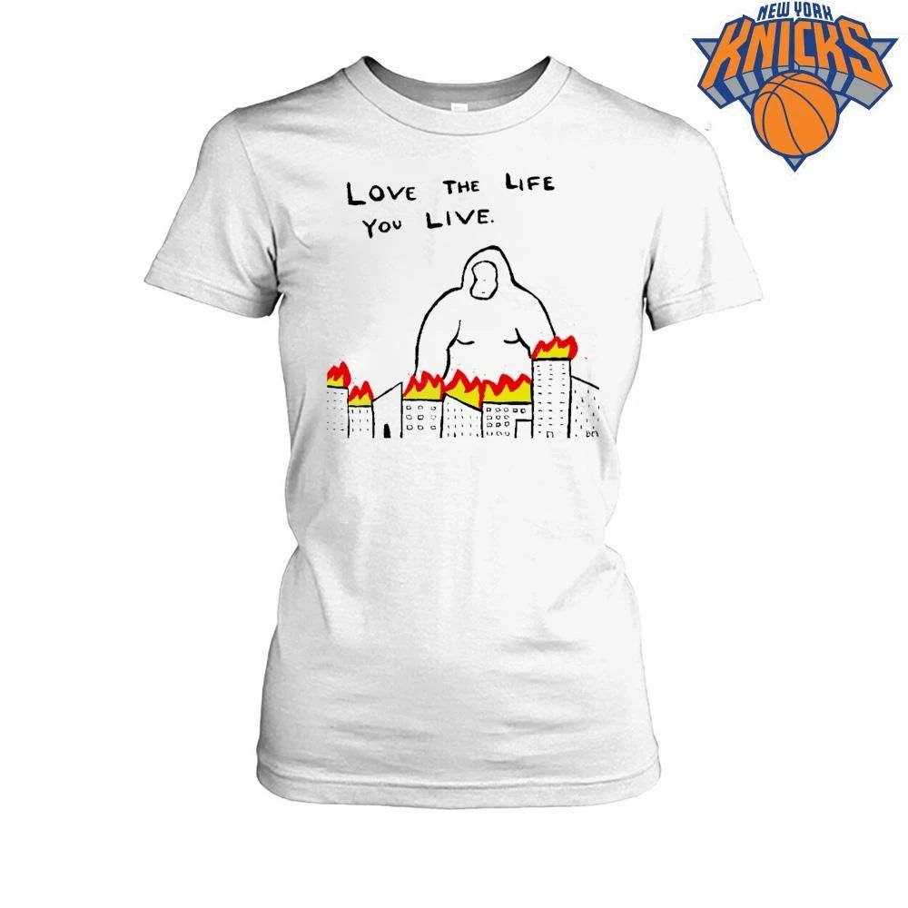 Love The Life You Live Giant Monster Destroying City Funny Meme Graphic Shirt