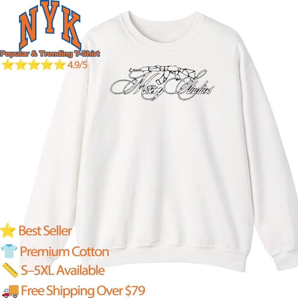 Misery Studios Cursive Script Typography With Broken AK47 Rifle Graphic Shirt