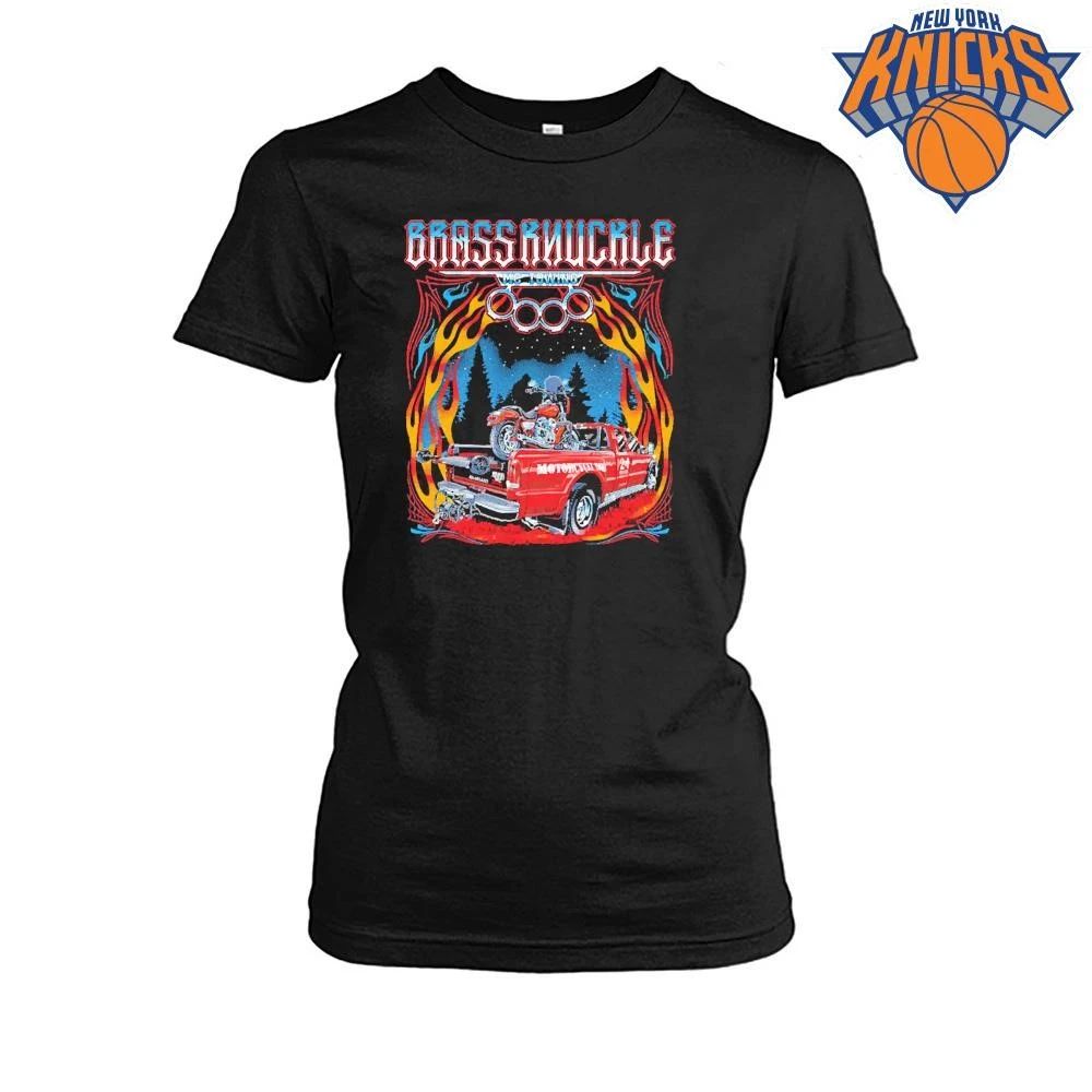 Brass Knuckle MC Towing Chopper Motorcycle Flames Black Shirt