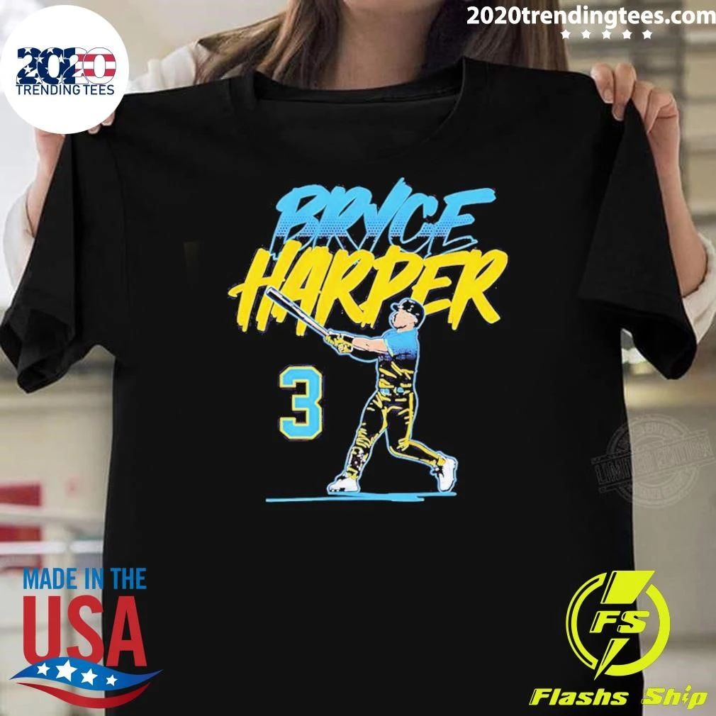 Bryce Harper Philadelphia Phillies Slugger Swing Number Shirt