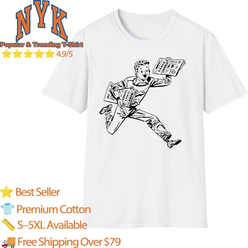 Retro Newspaper Boy Genco Showboat Advertising Mascot Shirt