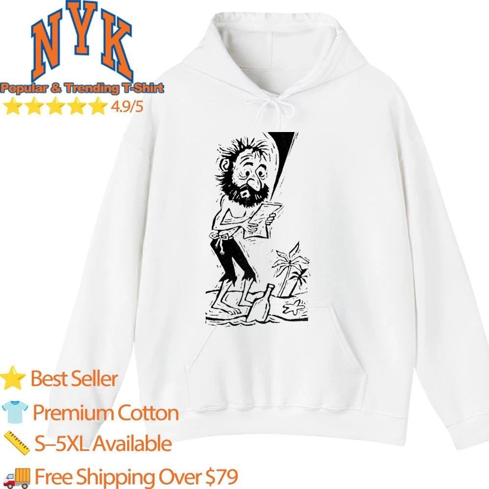 Vintage Castaway Message in a Bottle Cartoon Island Shirt
