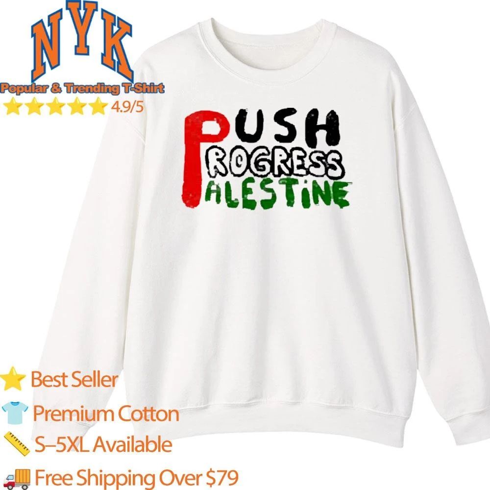 Push Progress Palestine Typography Red Black Green Graphic shirt