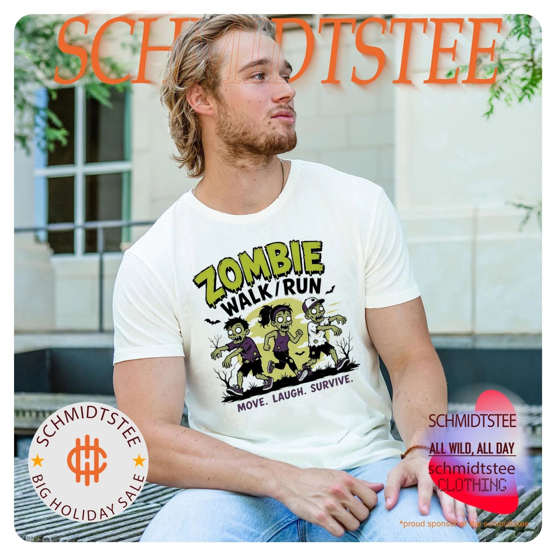Zombie walk run move laugh survive shirt