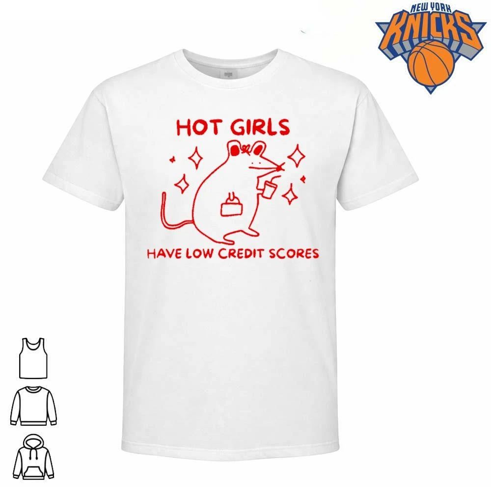 Girls Have Low Credit Scores Funny Rat Meme Sparkles Graphic Shirt