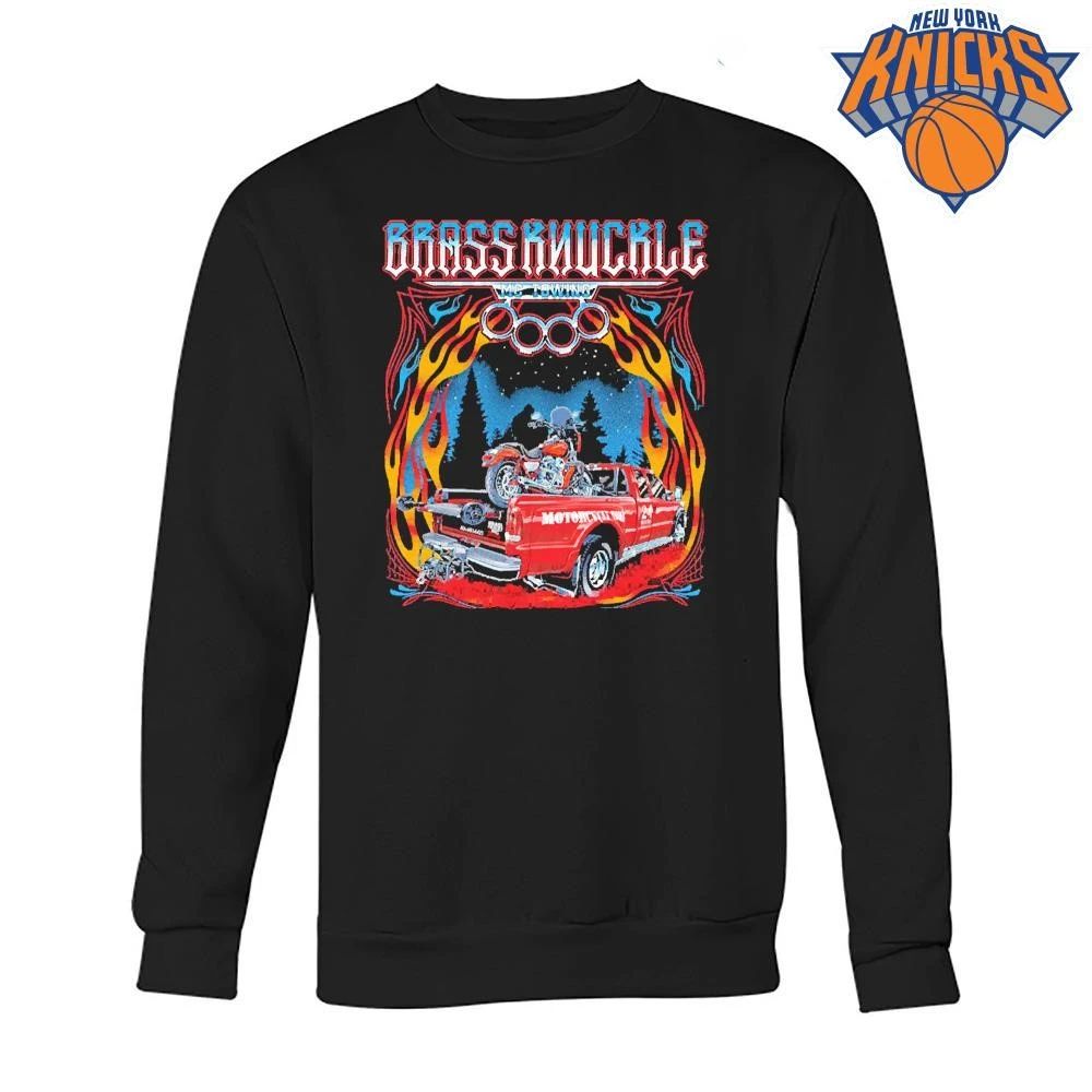 Brass Knuckle MC Towing Chopper Motorcycle Flames Black Shirt
