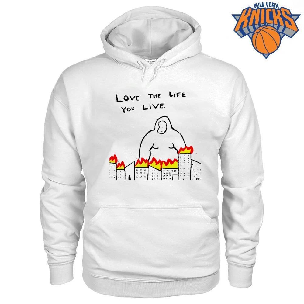 Love The Life You Live Giant Monster Destroying City Funny Meme Graphic Shirt
