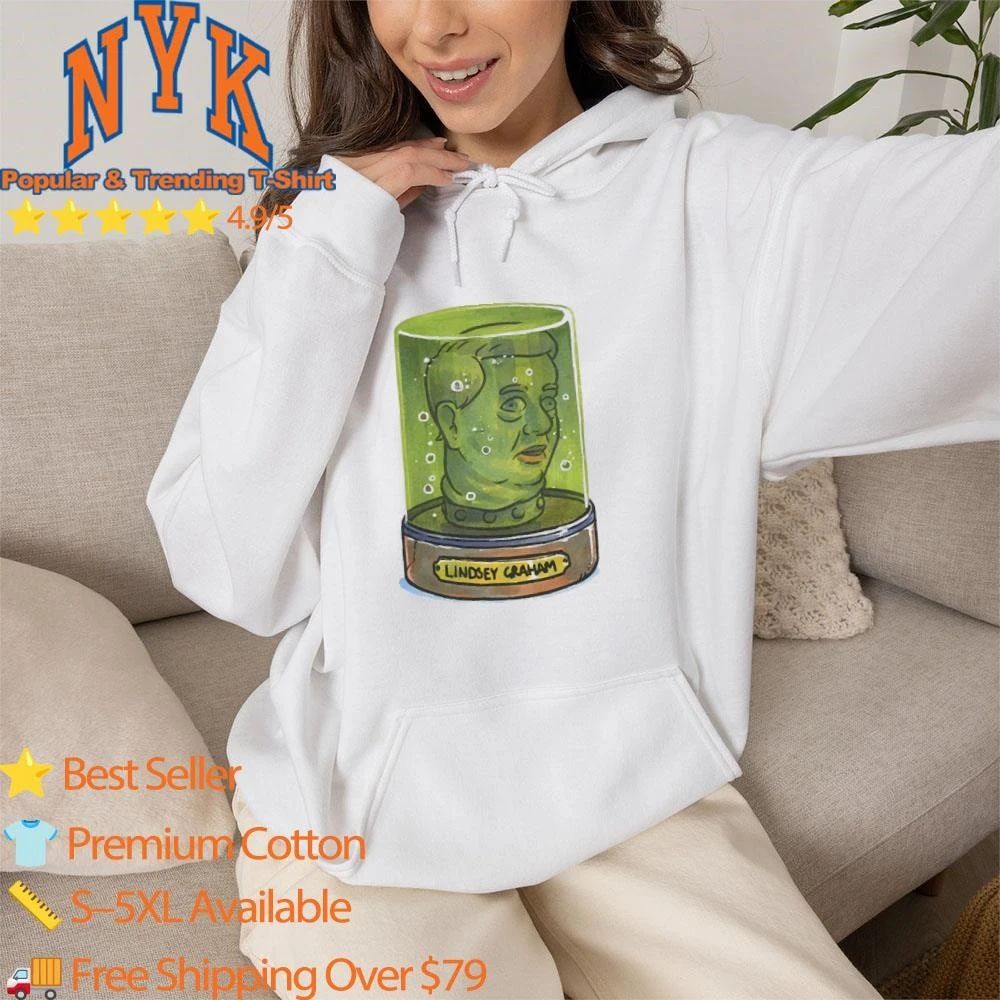 Lindsey Graham head in a green jar funny political satire pop art shirt