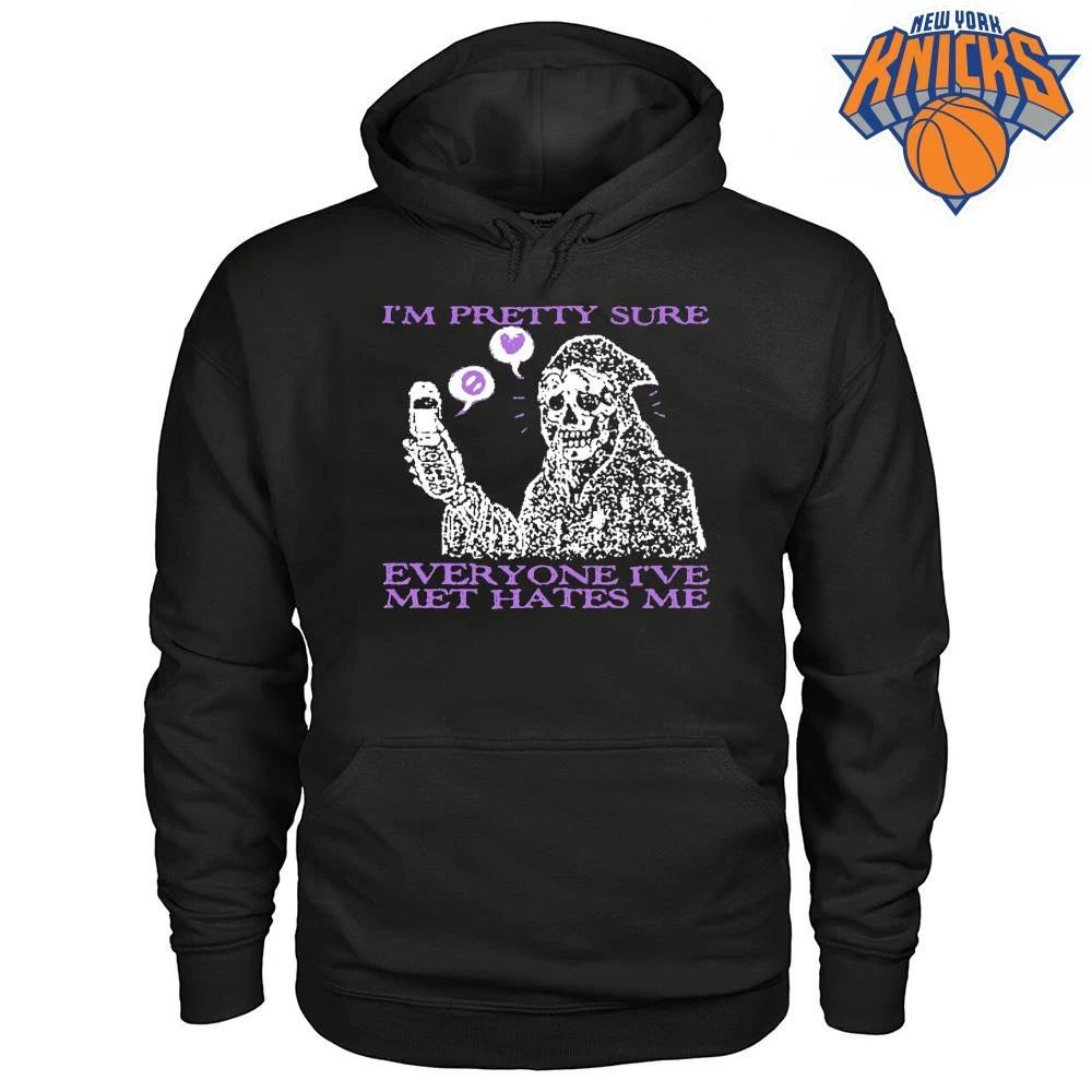 Im Pretty Sure Everyone Ive Met Hates Me Grim Reaper Skeleton Flip Phone Meme Shirt