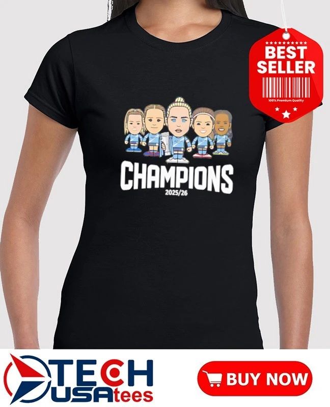 Manchester City Women’s Team Champions 2025-2026 caricature shirt