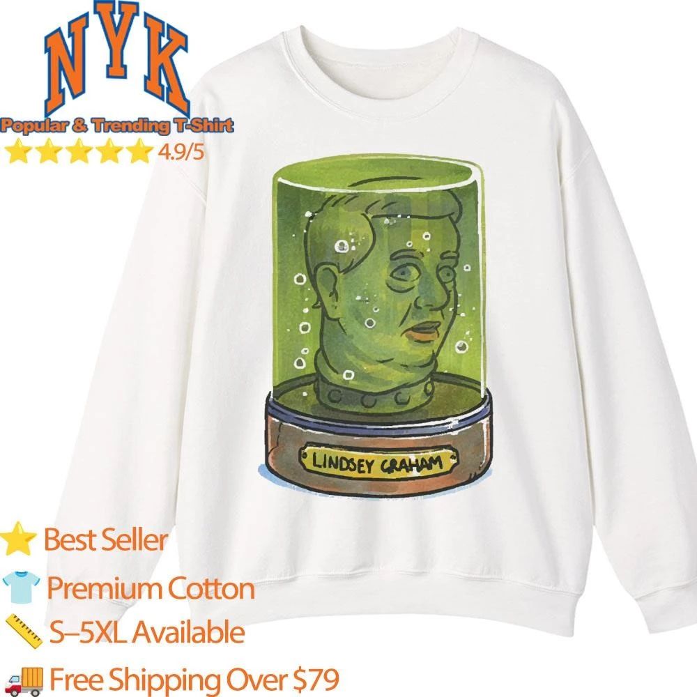 Lindsey Graham head in a green jar funny political satire pop art shirt