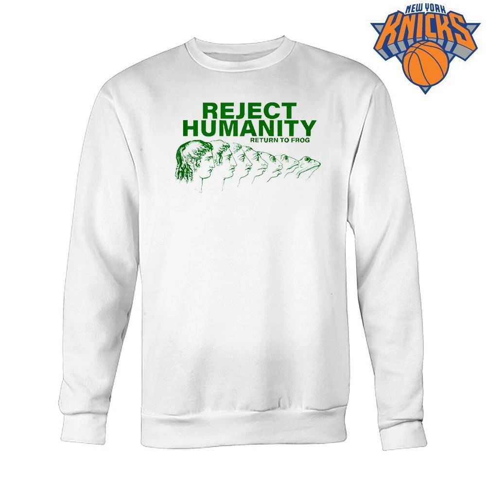 Funny Reject Humanity Return To Frog Reverse Evolution Meme Graphic Shirt