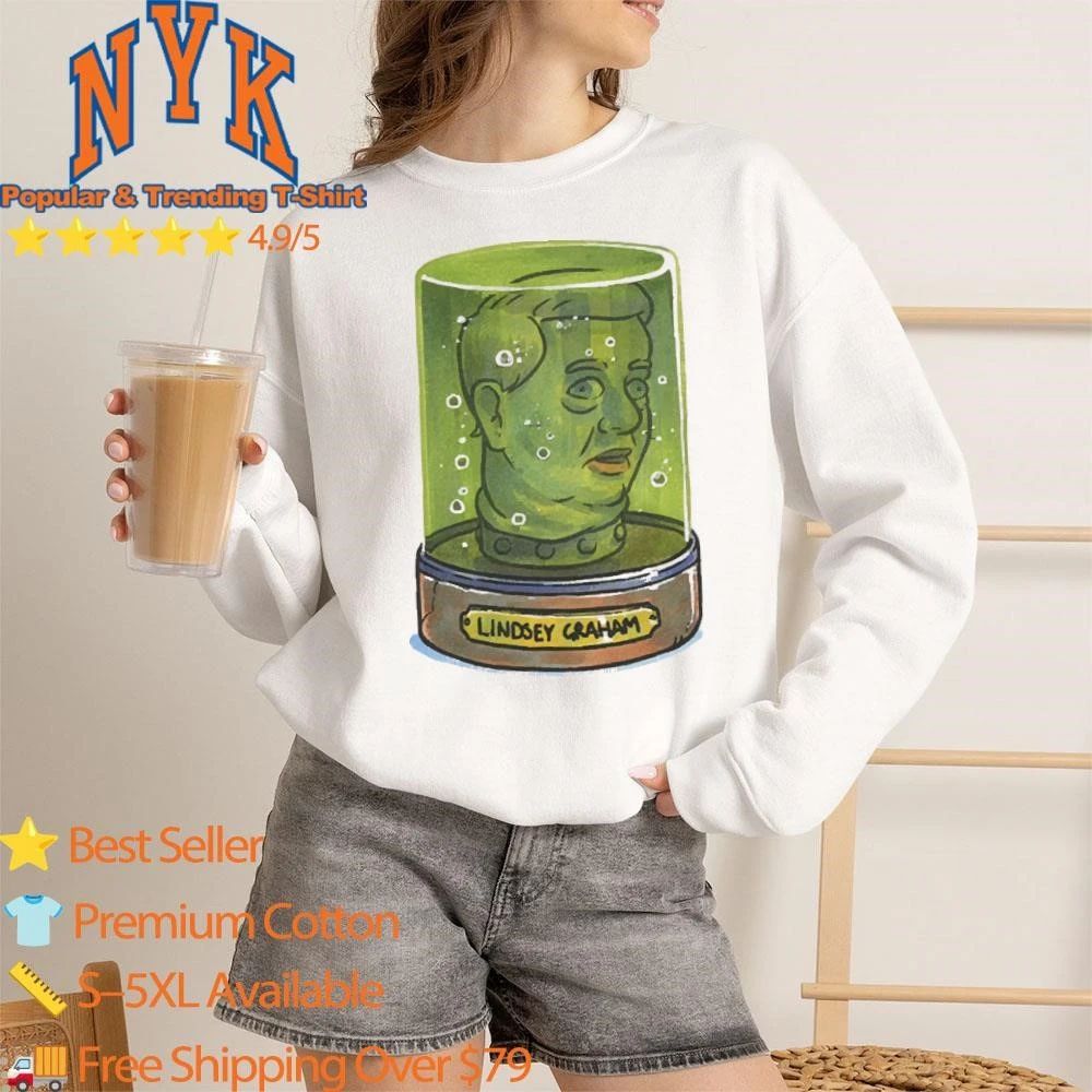 Lindsey Graham head in a green jar funny political satire pop art shirt