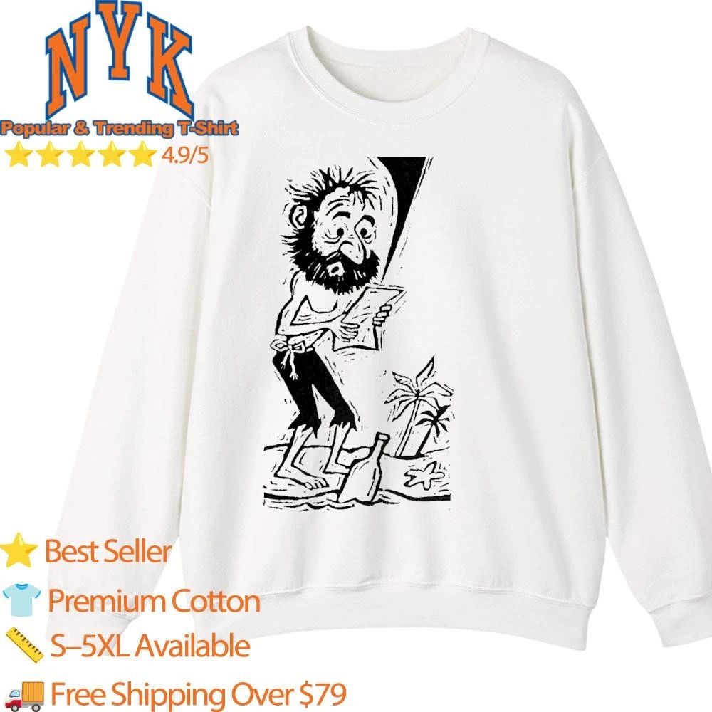 Vintage Castaway Message in a Bottle Cartoon Island Shirt