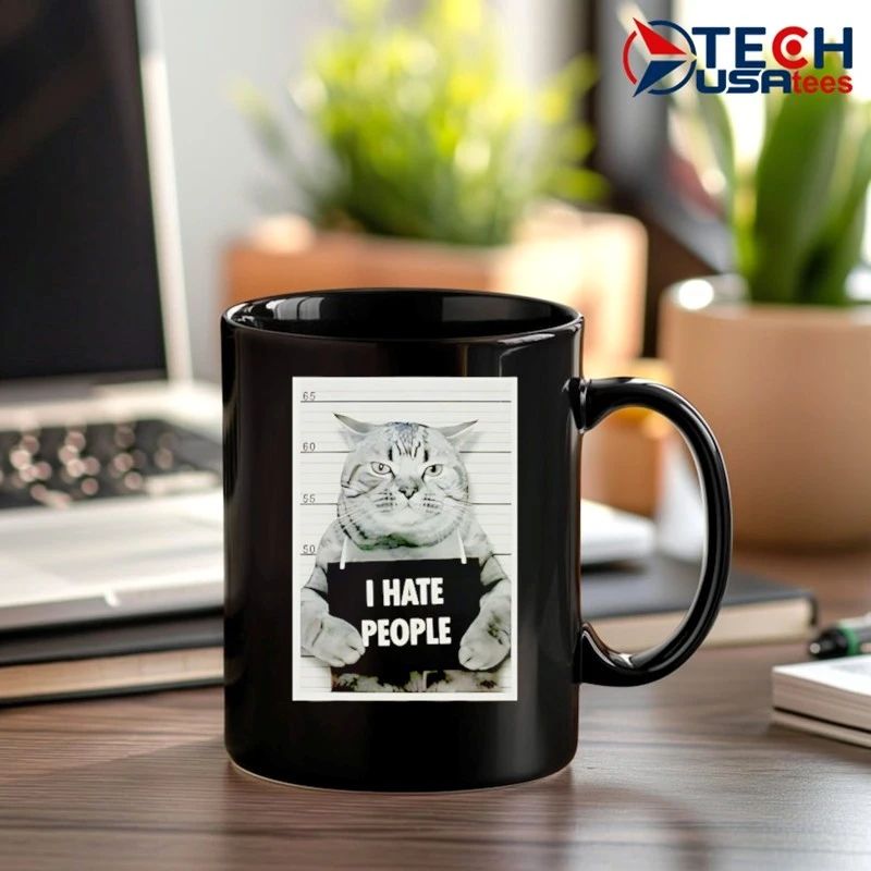 I hate people cat mugshot shirt
