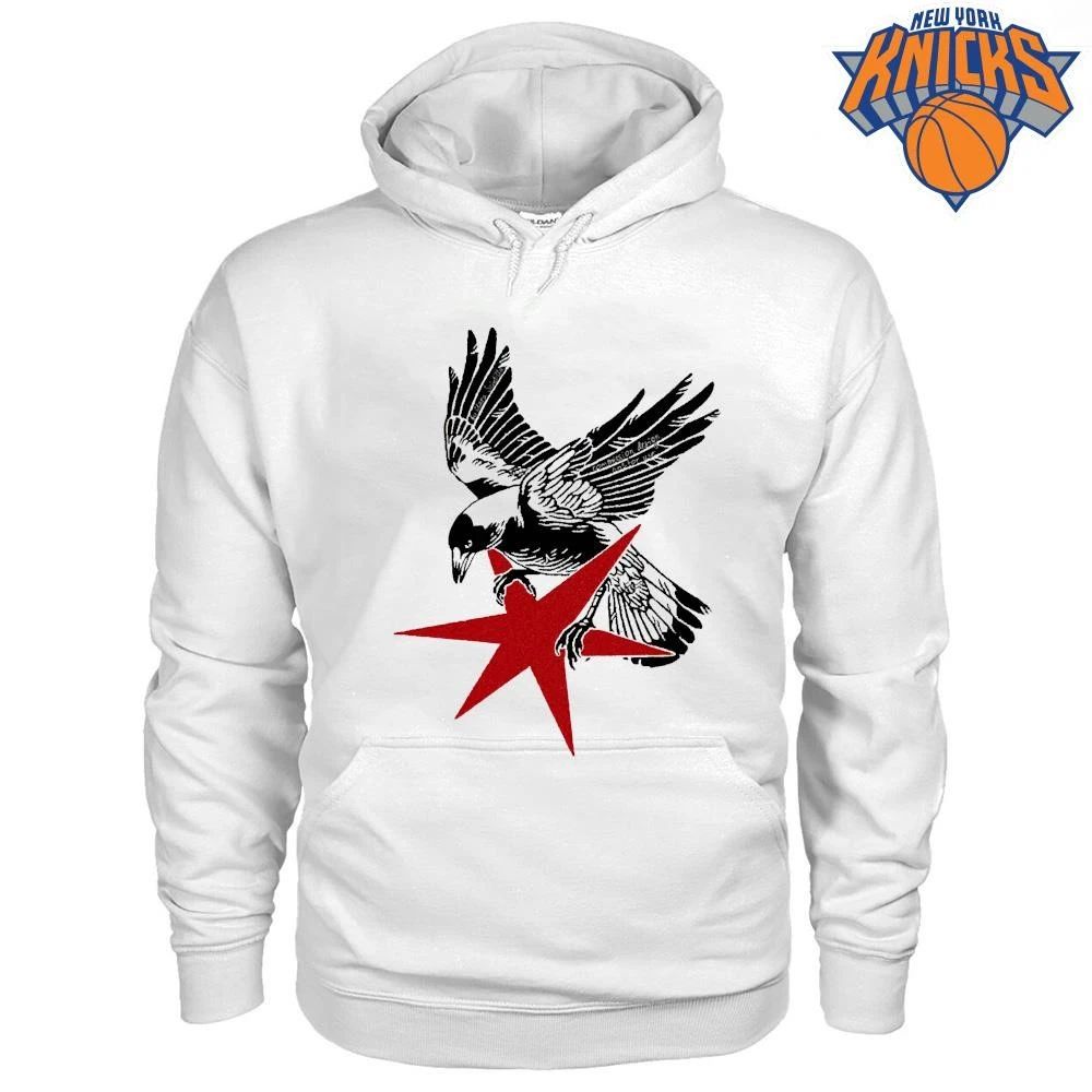 Flying Magpie Red Star Woodcut Streetwear Graphic Shirt