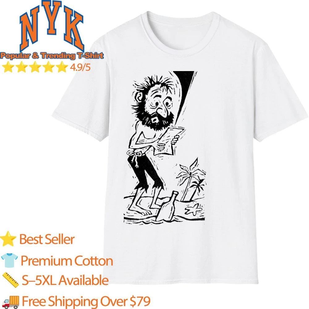 Vintage Castaway Message in a Bottle Cartoon Island Shirt