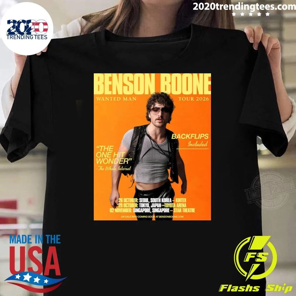 Wanted Man Tour Asia 2026 In October and November Benson Boone For October 26 To November 2, 2026 Shirt