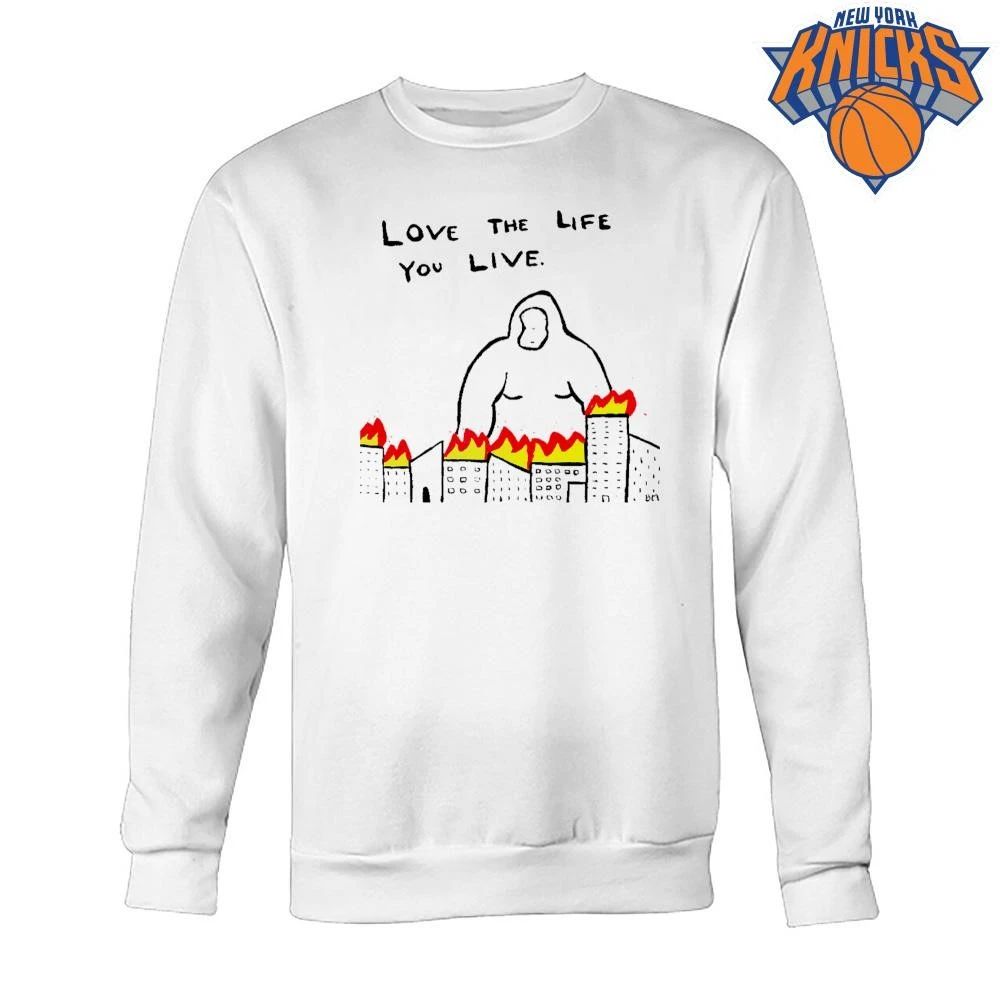 Love The Life You Live Giant Monster Destroying City Funny Meme Graphic Shirt