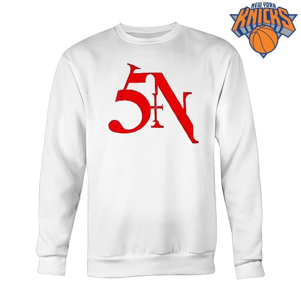 Gothic Red 5N Logo Graphic Tee Streetwear White Shirt