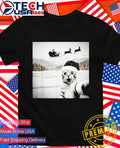 Cat selfie with Santa Christmas meme shirt