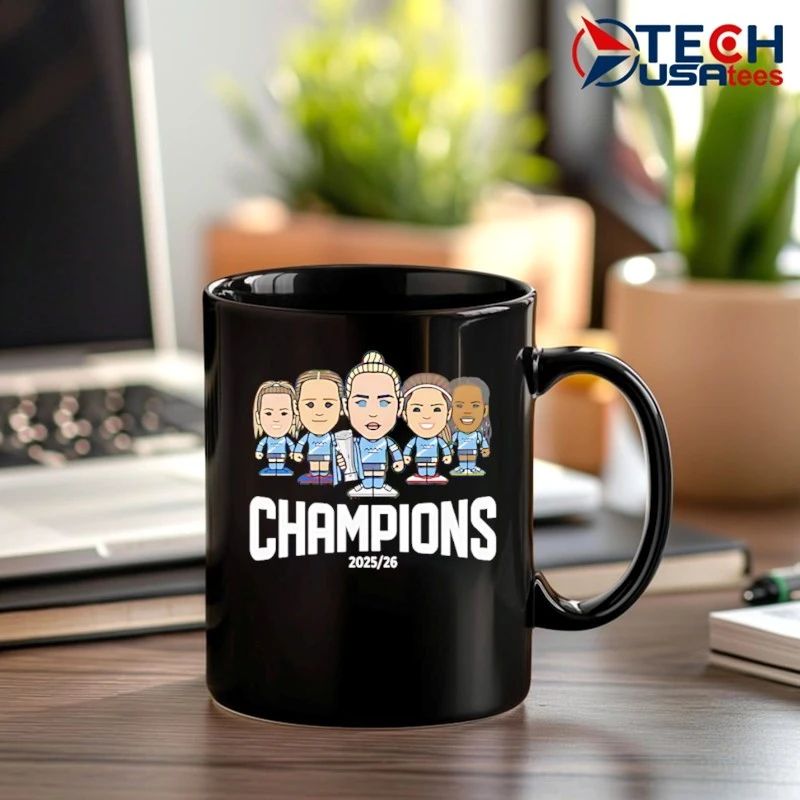 Manchester City Women’s Team Champions 2025-2026 caricature shirt