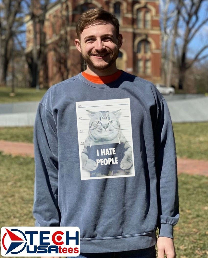 I hate people cat mugshot shirt