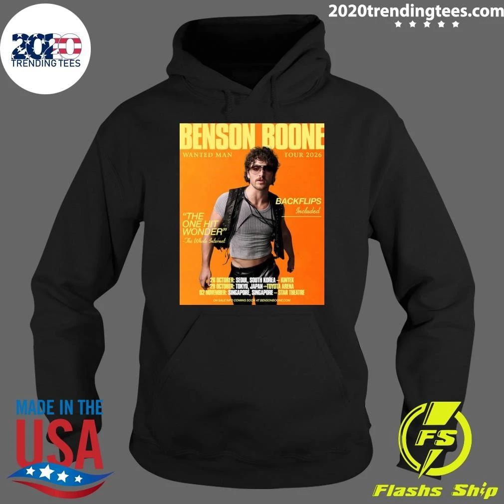 Wanted Man Tour Asia 2026 In October and November Benson Boone For October 26 To November 2, 2026 Shirt