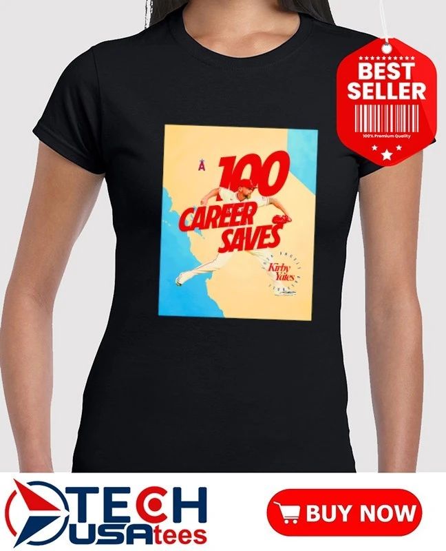 Kirky Yates 100th Career Saves 2026 Los Angeles Angels shirt