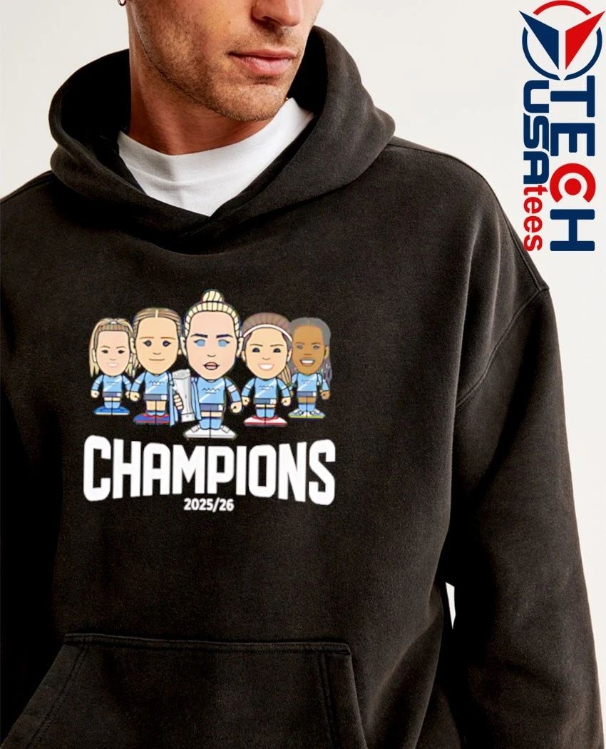 Manchester City Women’s Team Champions 2025-2026 caricature shirt