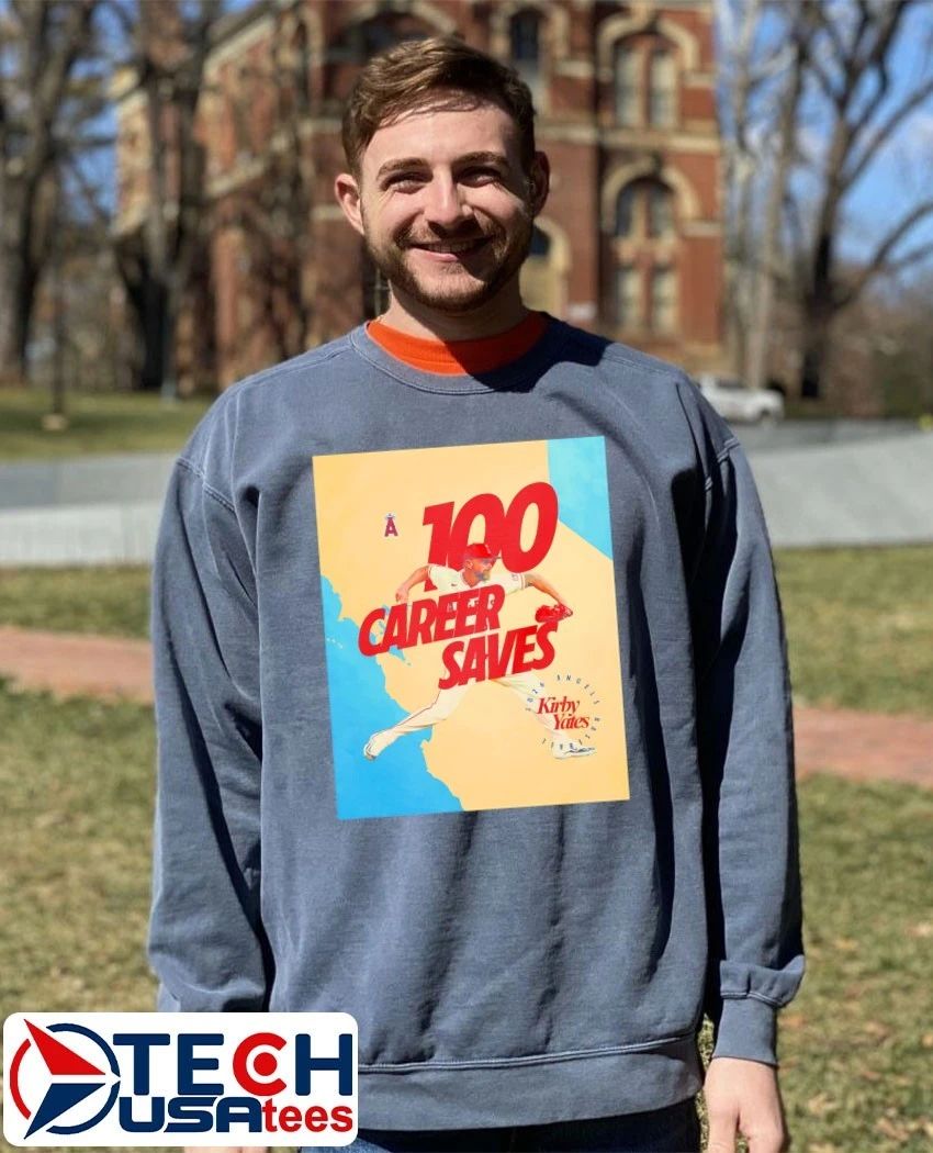 Kirky Yates 100th Career Saves 2026 Los Angeles Angels shirt