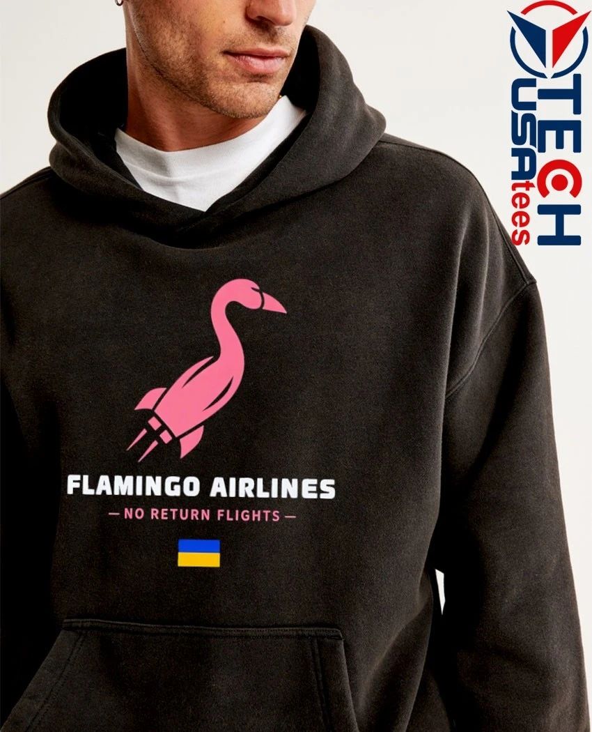 Flamingo Airlines no return flights Ukraine flag shirt