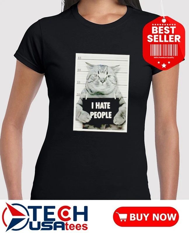 I hate people cat mugshot shirt