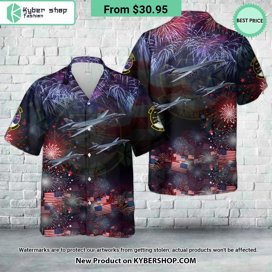 US Air Force 28th Aircraft Maintenance Squadron Rockwell B-1B Lancer Hawaiian Shirt