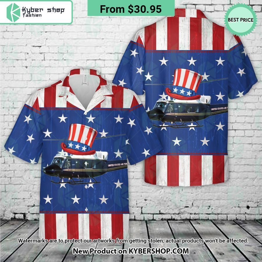 US Air Force Bell UH-1N Twin Huey 1st Helicopter Squadron Hawaiian Shirt