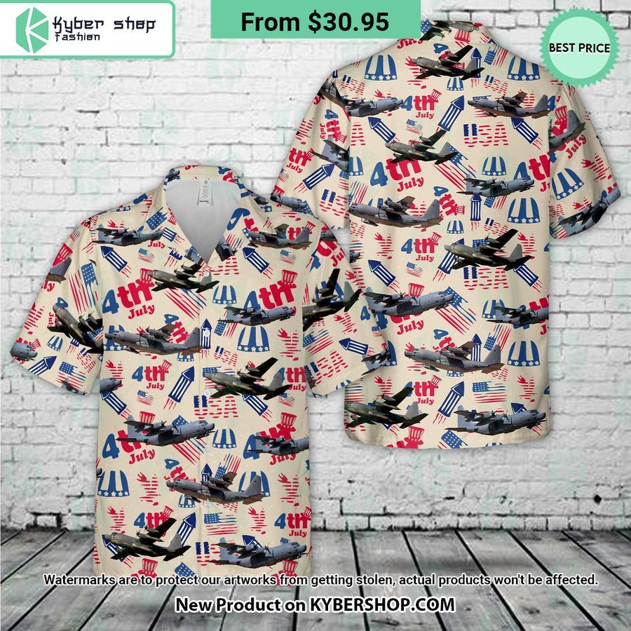 US Air Force Lockheed MC-130 4th Of July Hawaiian Shirt