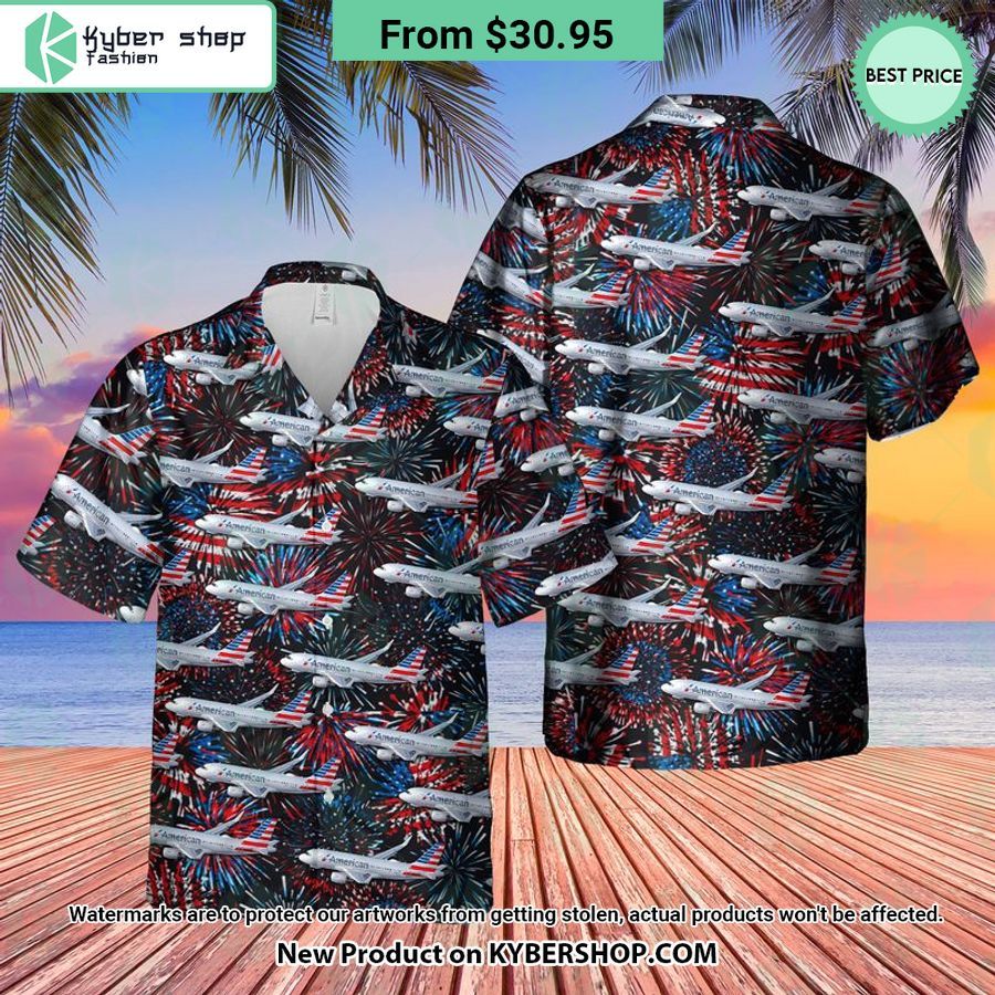 US Airlines Airbus A319-115 4th of July Hawaiian Shirt