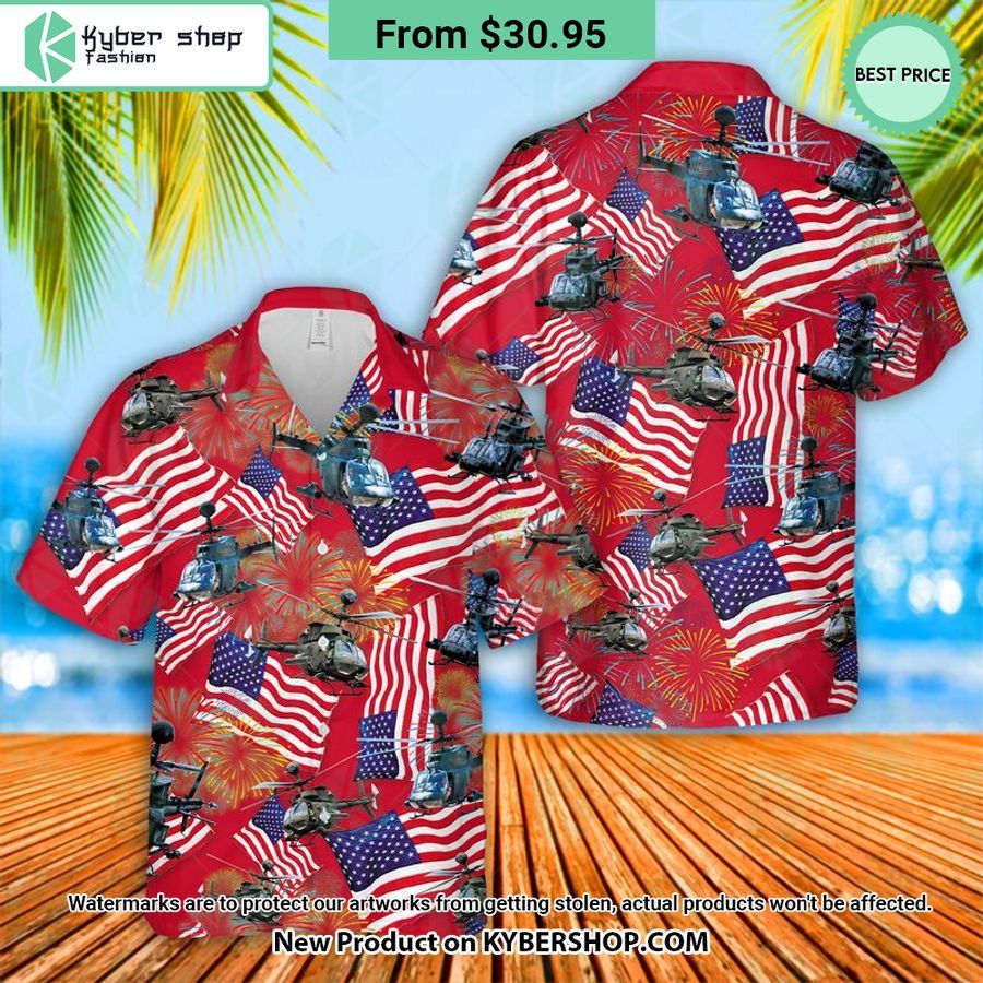 US Army Bell OH-58 Kiowa 4th July Hawaiian Shirt