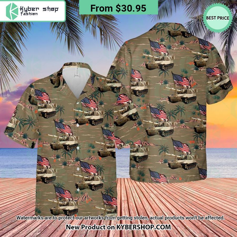 US Army M109 Paladin Tank 4th Of July Hawaiian Shirt