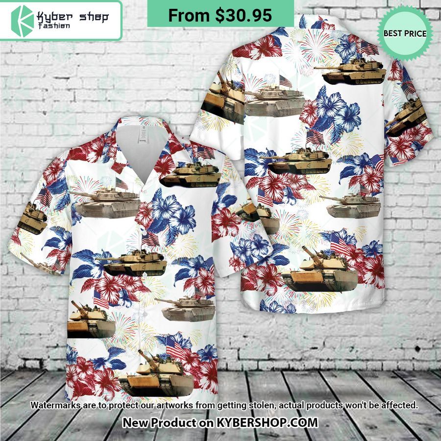 US Army M1A1 Abrams Tank Independence Day Hawaiian Shirt