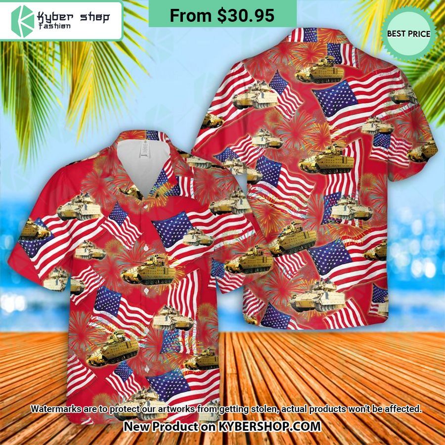 US Army M2A3 Bradley 4th July Hawaiian Shirt