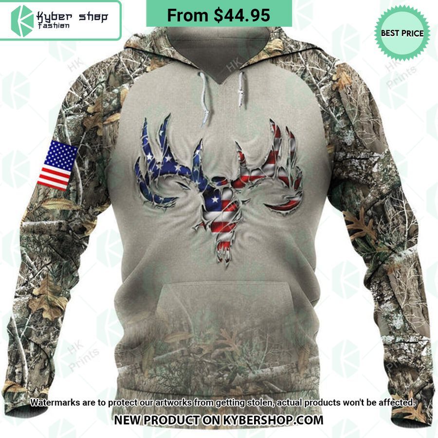 US Flag Deer Hunting Hoodie