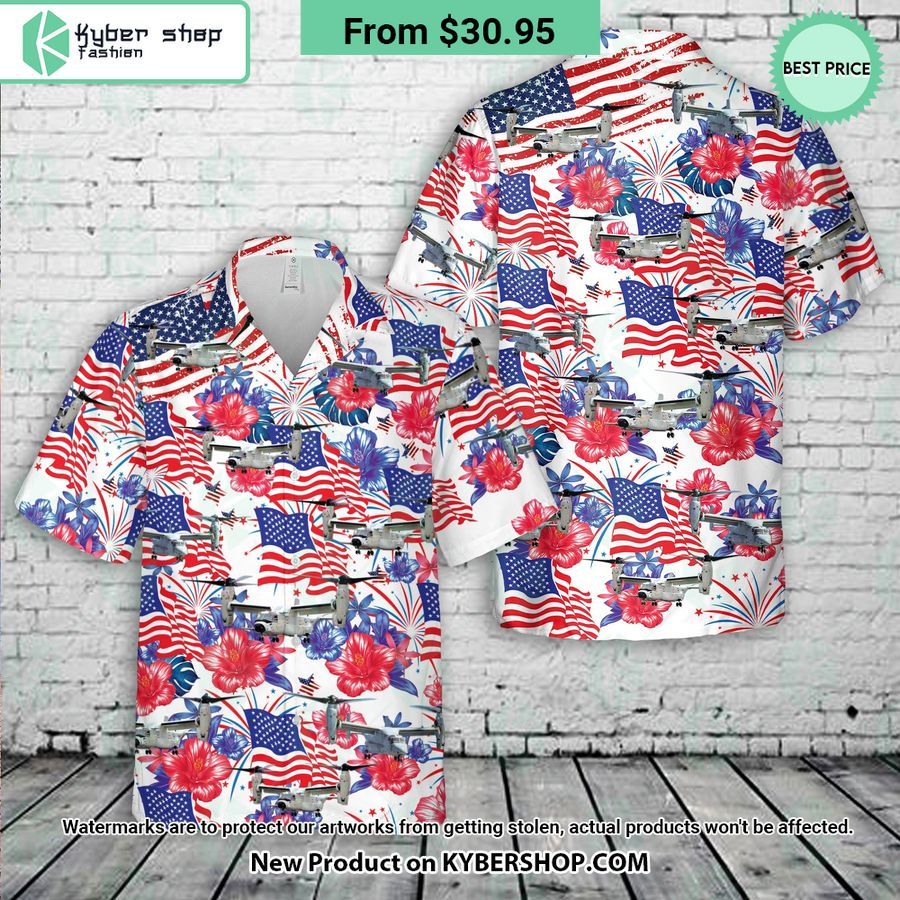 US Navy CMV-22B logistics aircraft 4th Of July Hawaiian Shirt