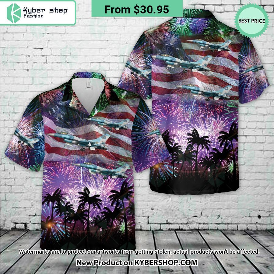 US Navy Top Gun F-16N 4th Of July Hawaiian Shirt