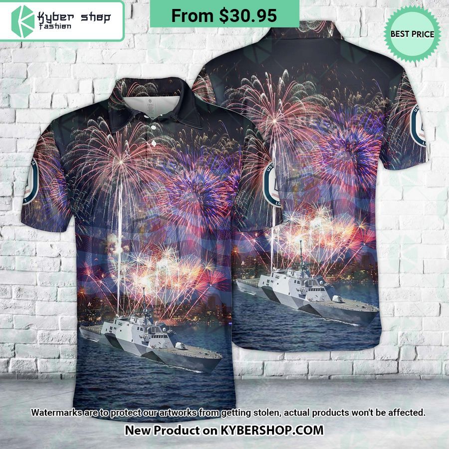 US Navy USS Freedom LCS-1 4th Of July Polo Shirt