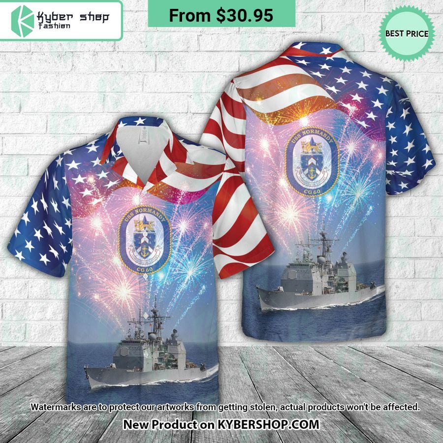 US Navy USS Normandy CG-60 4th Of July Hawaiian Shirt