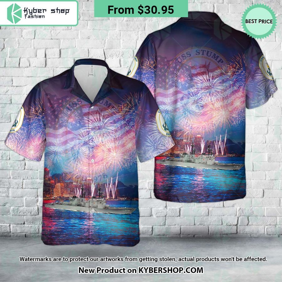 US Navy USS Stump DD-978 4th Of July Hawaiian Shirt